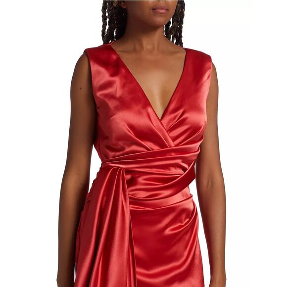 NWT Talbot Runhof Satin Side-Tie V-Neck Gown Size 6 $1995 - Picture 5 of 11
